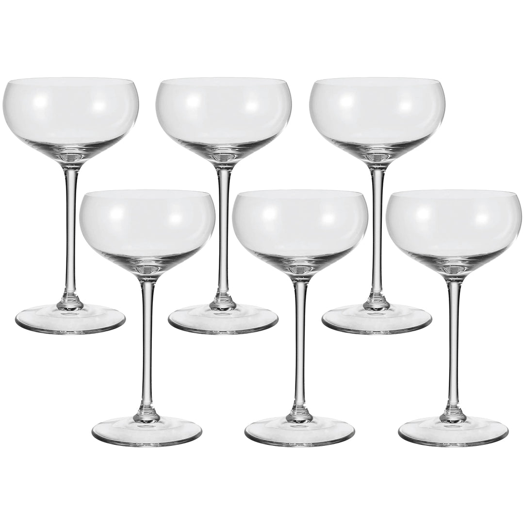 Leonardo Cheers Sekt-Schalen, 6er Set, spülmaschinenfeste Champagner-Gläser, Sekt-Schalen mit gezoge