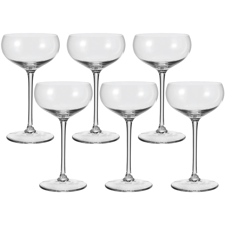 Leonardo Cheers Sekt-Schalen, 6er Set, spülmaschinenfeste Champagner-Gläser, Sekt-Schalen mit gezoge