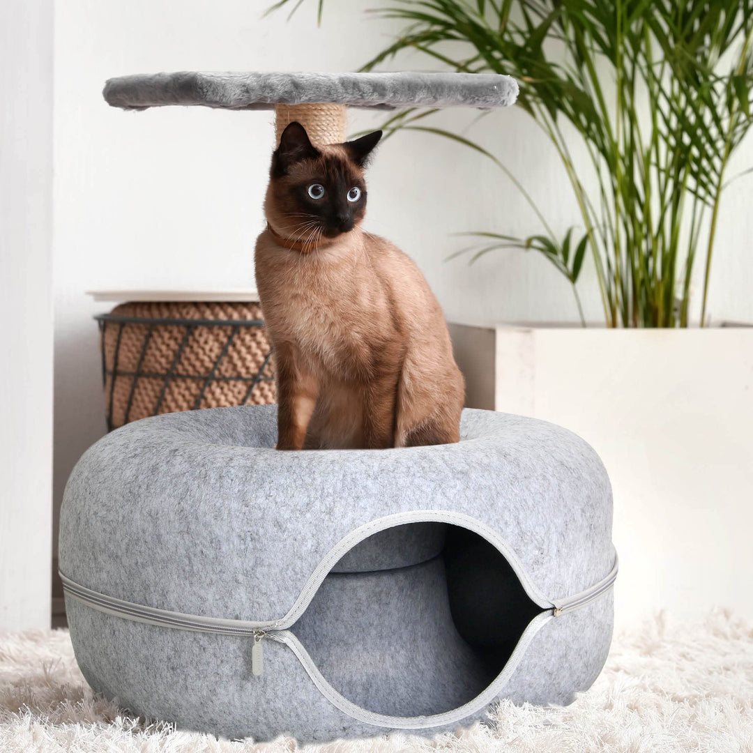 Lucky Sign - Katzenhöhle Katzentunnel aus Filz Katzenbett multifunktionalle Katzensofa gemütliches K