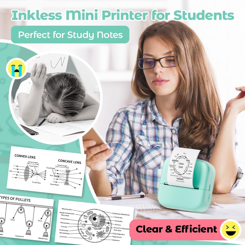 Phomemo M02X Mini Drucker - Sticker Drucker für Handy, Pocket Printer Set, Taschendrucker 203DPI Kle