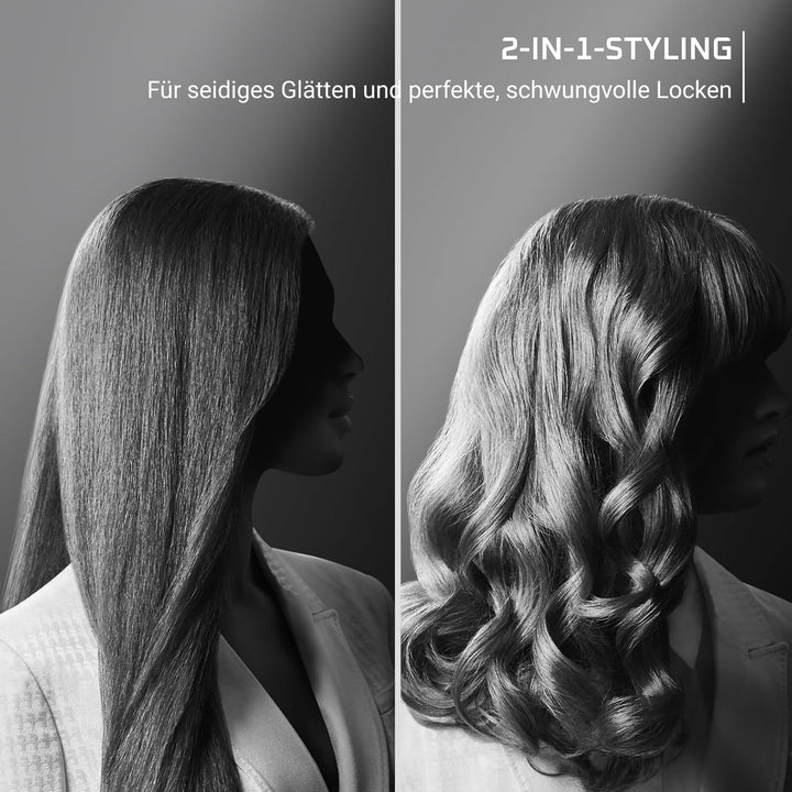 Rowenta x KARL LAGERFELD Thermostyle Haarglätter, Titanium-Beschichtung, Straight & Curl, Temperatur