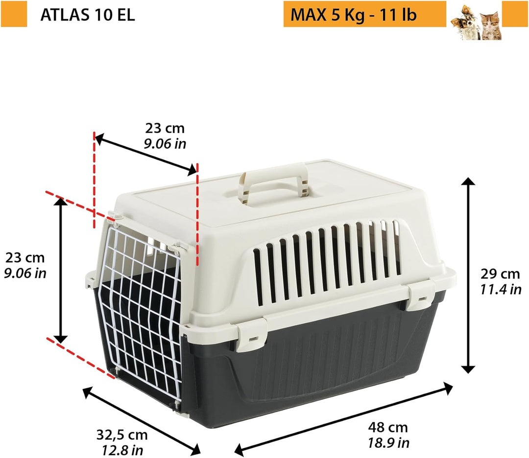 Ferplast Transportbox Katze, Hundetransportbox kleine Hunde und Katzen bis 5 kg, Tür aus plastifizie