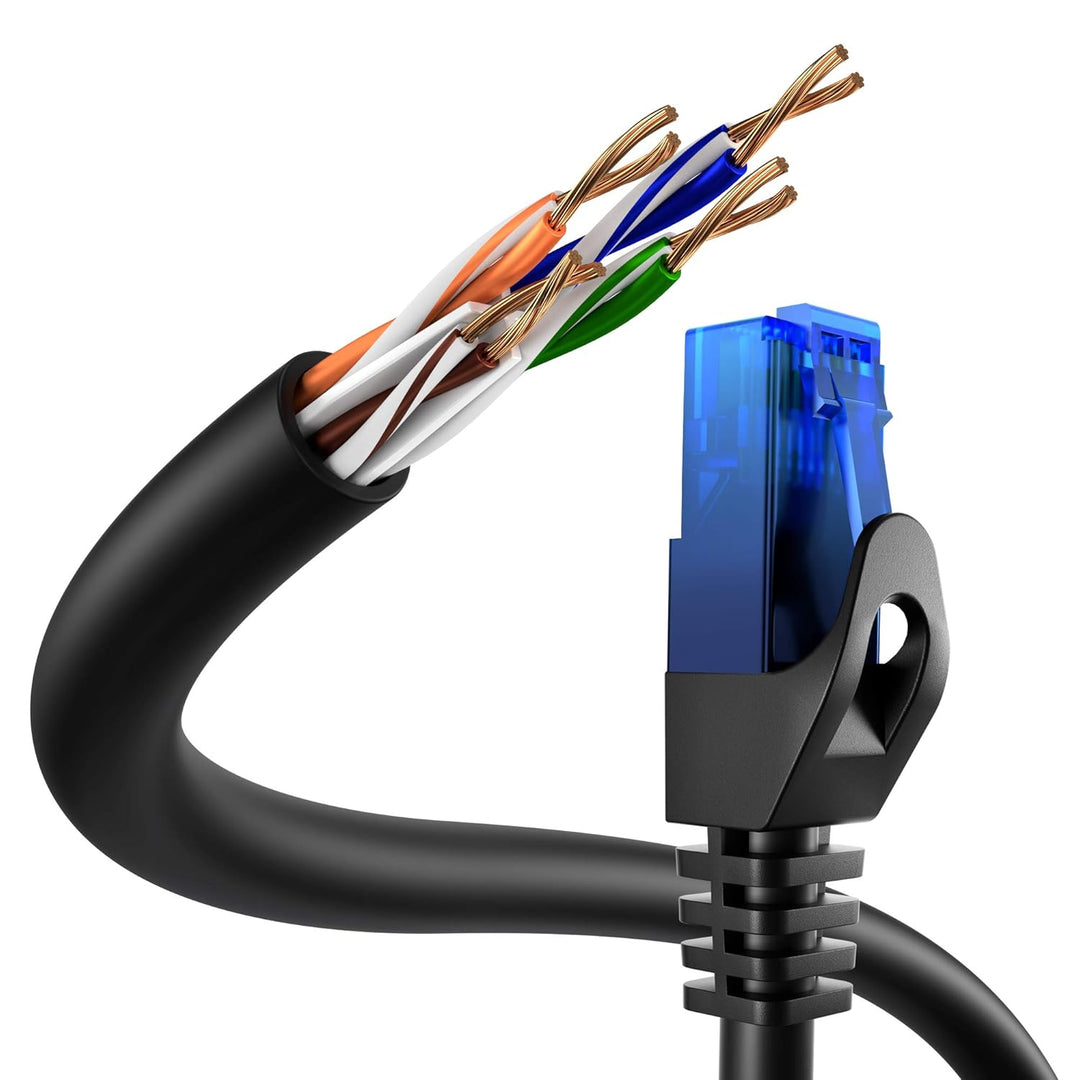 KabelDirekt – LAN-/Netzwerkkabel 10er-Set – 15m – Gigabit, RJ45, Schwarz | 10er-Set Ethernet-/Patchk