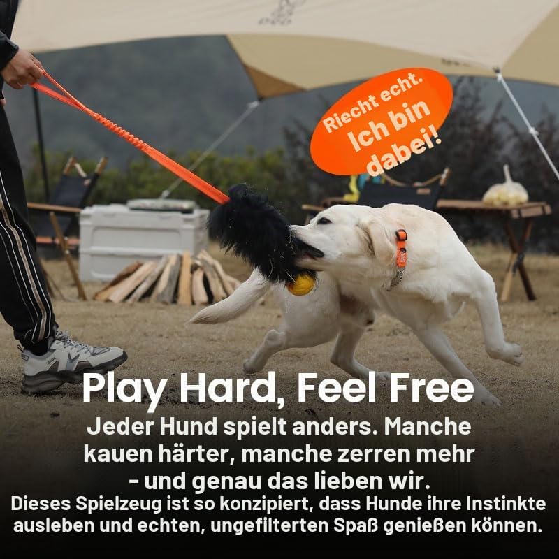 HOWGO Bungee-Chaser-Spielzeug für Hunde, 100% Schaffell, Bungee-Chaser-Spielzeug, Seil-Fogy, Zerrspi