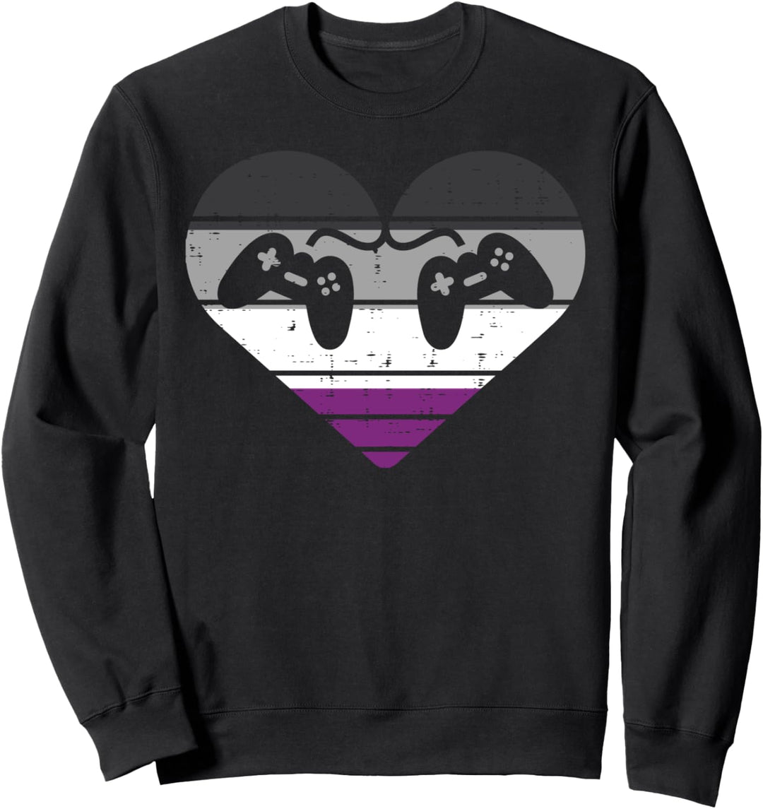 Video Game Controllers Heart Gamer LGBTQ Asexual Ace Pride Sweatshirt
