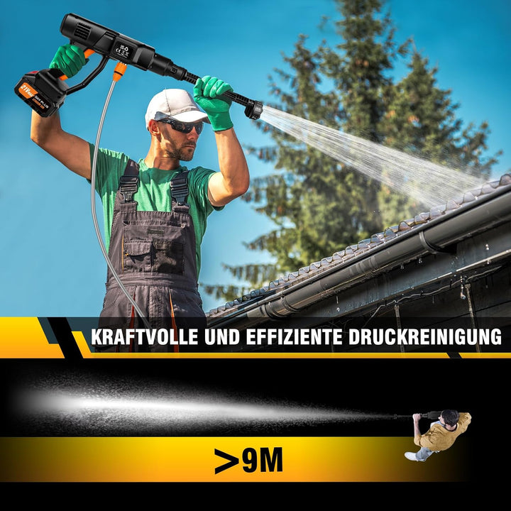 Akku Hochdruckreiniger, 65 Bar Mobile Akku-Hochdruckreiniger mit 2*3000mAh Akku ,Tragbarer Hochdruck