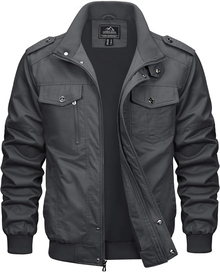 MAGCOMSEN Herren Übergangsjacke Cargo Outdoorjacke Winddicht Frühling Jacke Militär Armee Fliegerjac