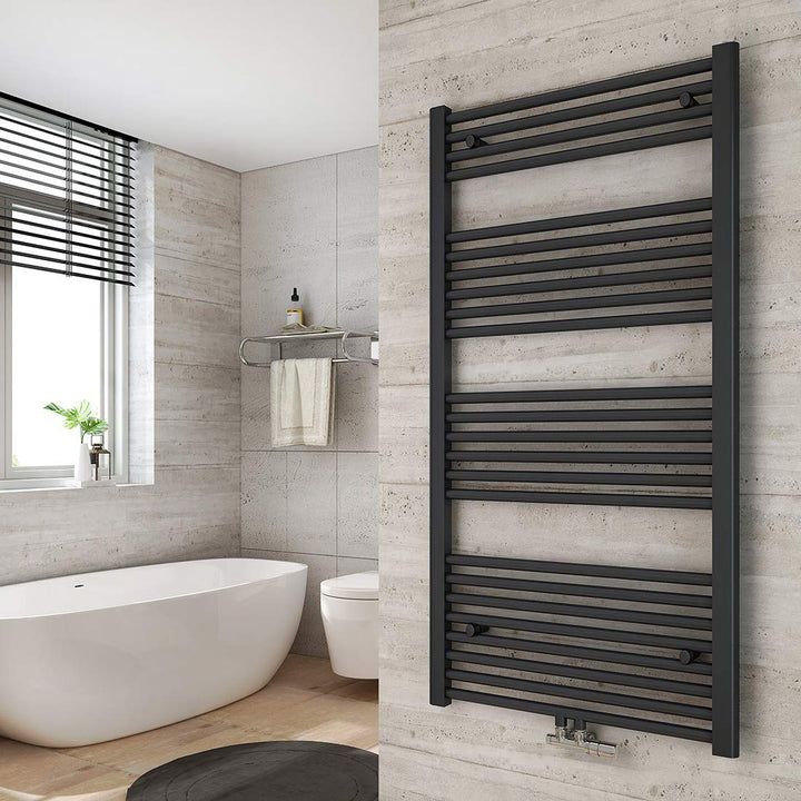 Heilmetz Handtuchtrockner Badheizkörper 1200 x 600 mm Anthrazit Handtuchheizkörper für Wasser Heizkö