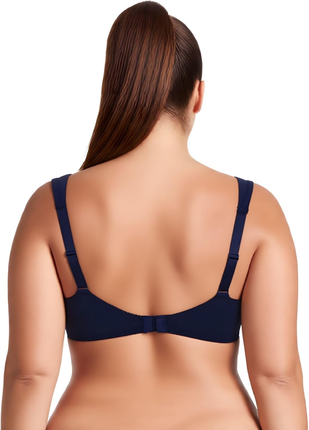 Curve Muse Damen Ungefüttert Bügel Spitze BH mit Gepolstert Schulter Gurte 100C Marine, Hellgelb(2er