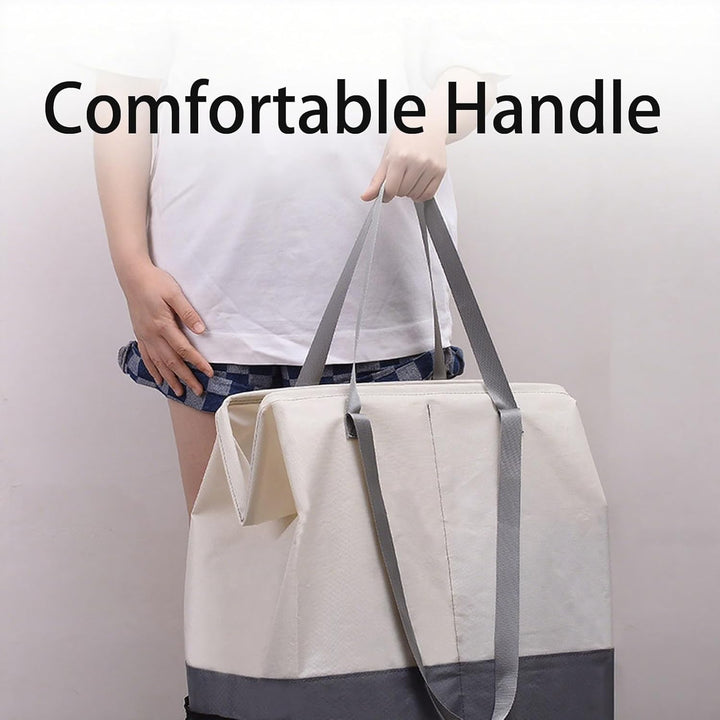 88L Faltbarer Wäschekorb mit 2 Fächern, Rechteckiger Wäschesammler mit Griffen für Schlafzimmer, Bad