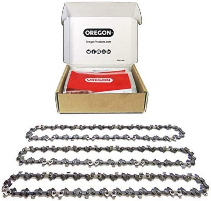 Oregon 3er-Pack Sägekette 3/8" LP für 20 cm Schiene und Kettensägen-Schärfset - 33 Antriebsglieder,