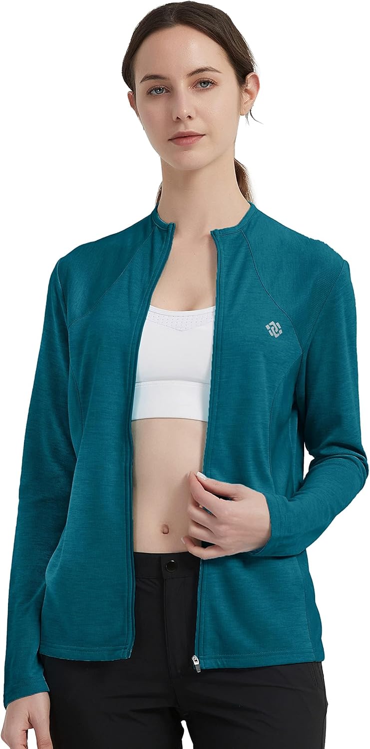 MoFiz Damen Laufjacke Leicht Sportjacke Trainingsjacke Langarm Fitness Wandern Yoga Jacke Atmungsakt