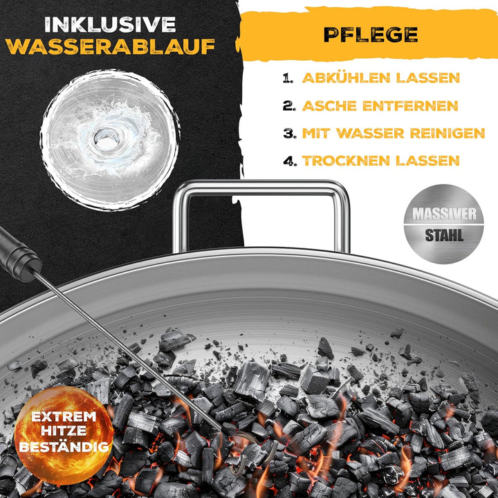 KESSER® Feuerschale 2,5mm Stahldicke | Feuerkorb Ø70cm legierter Stahl | Feuertonne +42cm Feuerhaken