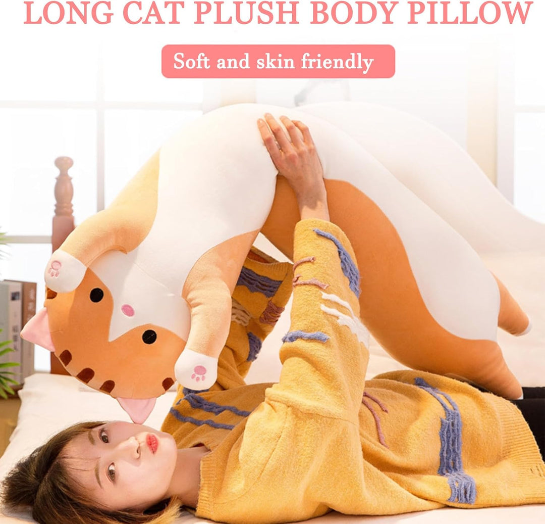 Aiuidun Lange Katze Kuscheltier Stofftiere Katzen Plüsch Kisse Süsse Kätzchen Plüschtier Schlafkisse