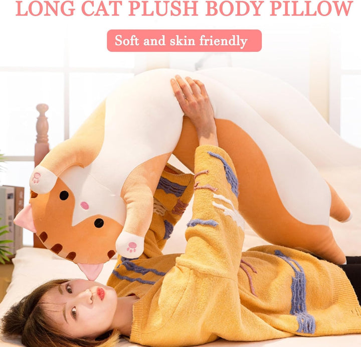 Aiuidun Lange Katze Kuscheltier Stofftiere Katzen Plüsch Kisse Süsse Kätzchen Plüschtier Schlafkisse