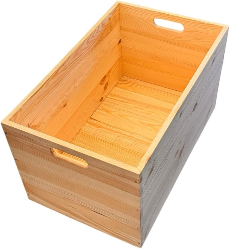 weeco Holz-Aufbewahrungstruhe mit Rollen, 73×45×40 cm, Kiefernholz, unbehandelt, Multifunktionale La