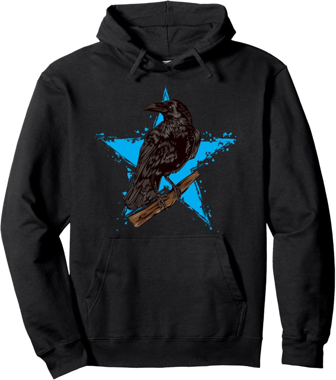 Krähe Stern Design Vogel Star Krähen Pullover Hoodie