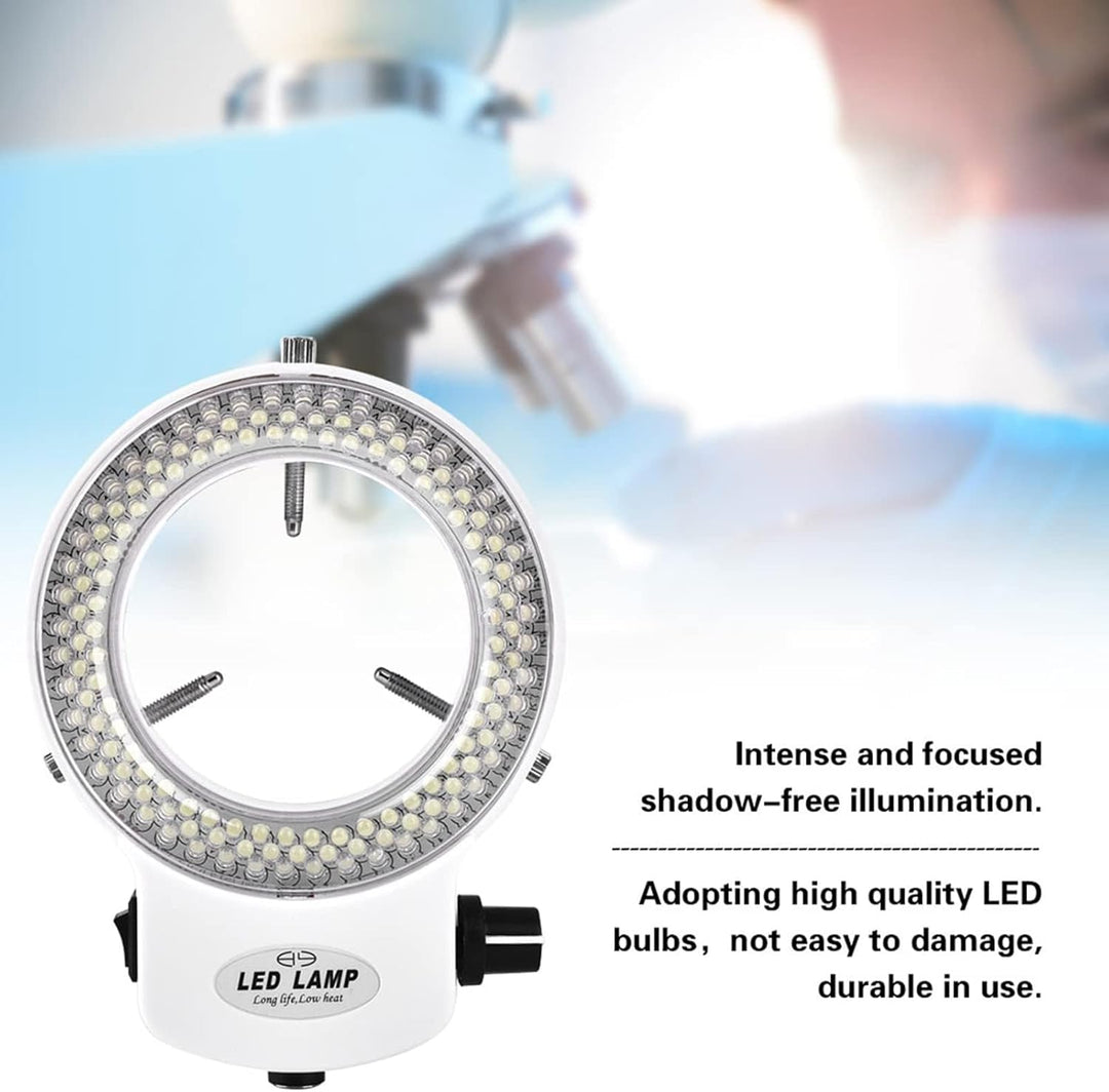 144 LED-Ringlichtquelle Mikroskope Stereomikroskope Helligkeitsverstellbare Ringlampe für Mikroskopk