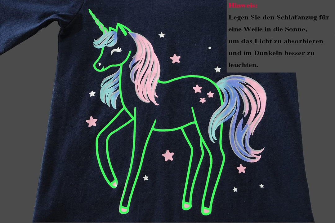 EULLA Kinder Mädchen Schlafanzüge Langarm Baumwolle Winter Pyjama Set Einhorn Prinzessin Dino Hase E