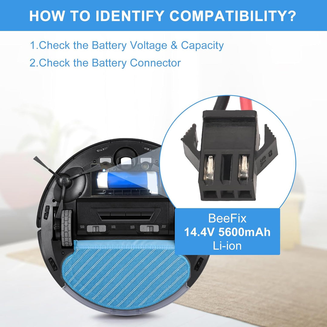 Beefix 5600mAh Akku für Ecovacs Deebot Ozmo T8, T8+, T8+ DLX11-54 Staubsauger Roboter 14.4V Li-ion E