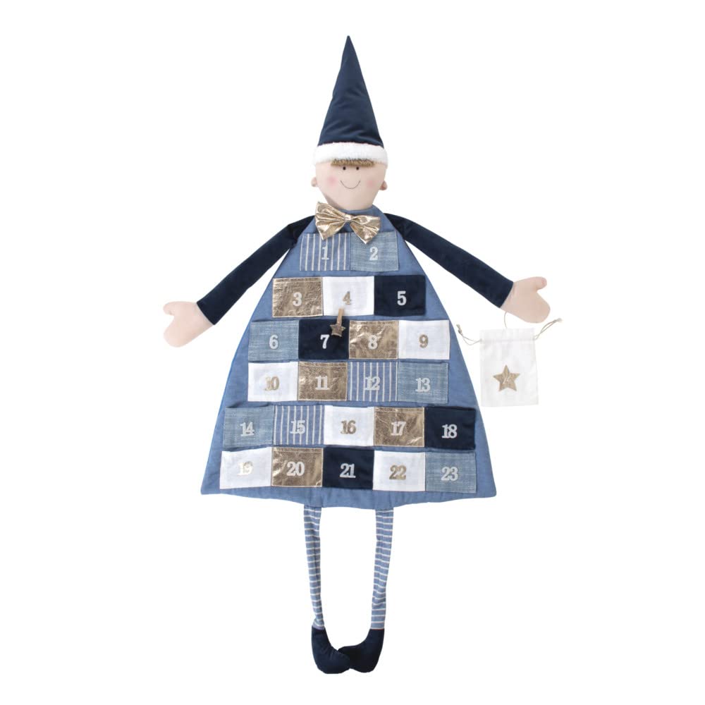 Rayher 46455376 Adventskalender zum Befüllen, Stoff, royalblau, 118 x 53 cm, Adventskalender Kinder,