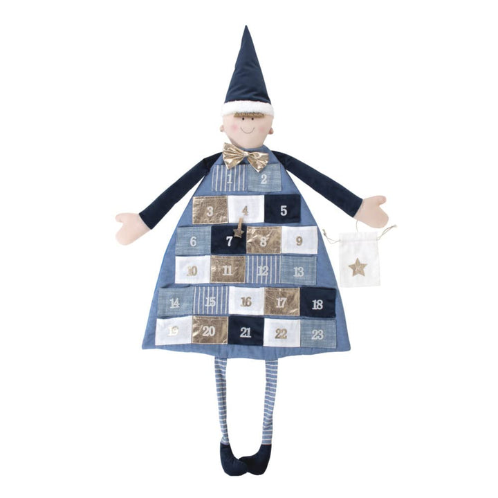 Rayher 46455376 Adventskalender zum Befüllen, Stoff, royalblau, 118 x 53 cm, Adventskalender Kinder,