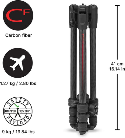 Manfrotto Befree Advanced AS, Camera Tripod, Twist Lock, Compatible with Arca-Swiss, Portable, Compa