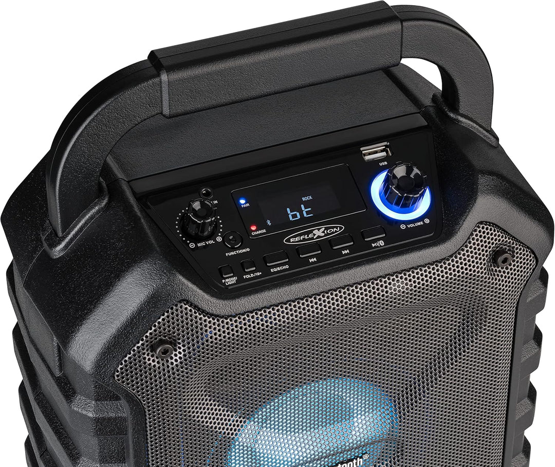REFLEXION PS06BT kompakte PA-Anlage, mobil mit Akku, Lichteffekten und Karaoke-Funktion, inklusive M