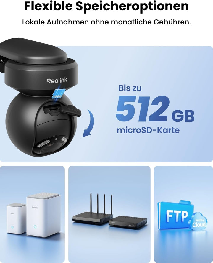 Reolink 4K PTZ Überwachungskamera Aussen WLAN, 3X Optischem Zoom, Auto-Tracking, 2,4/5GHz Wi-Fi, Per