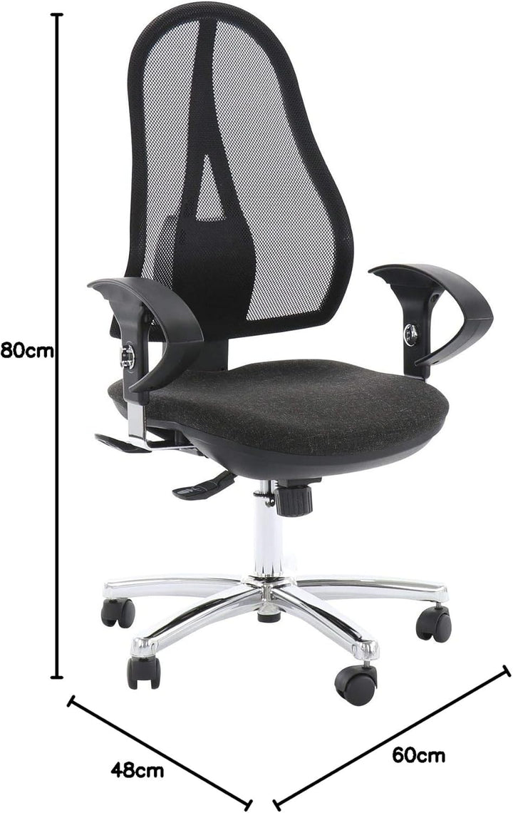 Topstar Open Point SY Deluxe inkl. AL U2 Chrom anthrazit Anthrazit Netzrücken schwarz, Anthrazit Net