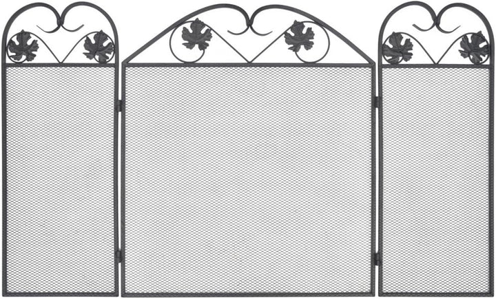 Festnight 3-seitiger Kaminschirm Kamingitter Kaminfunkenschutz aus Eisen Klappbares Design Schwarz