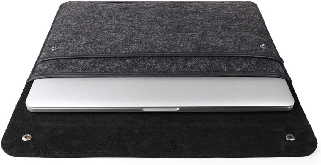 MegaGear MacBook-Tasche aus echtem Leder und Fleece,Laptop-Hülle für MacBook Pro und MacBook Air,14