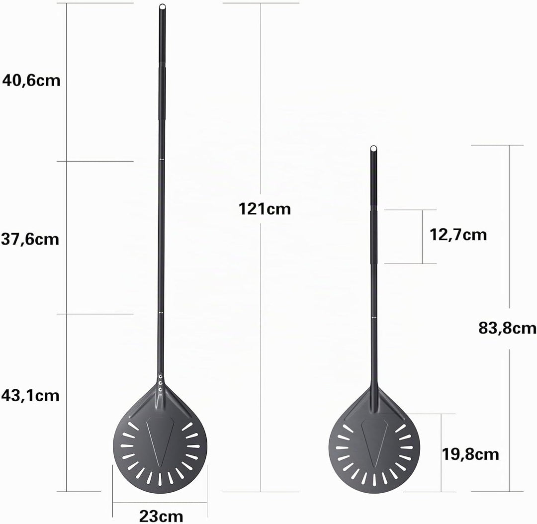 30cm &amp; 23cm Pizzaschaufel, 30cm Pizzaschaufel aus hart eloxiertem Aluminium mit Griff Guter Griff Ei
