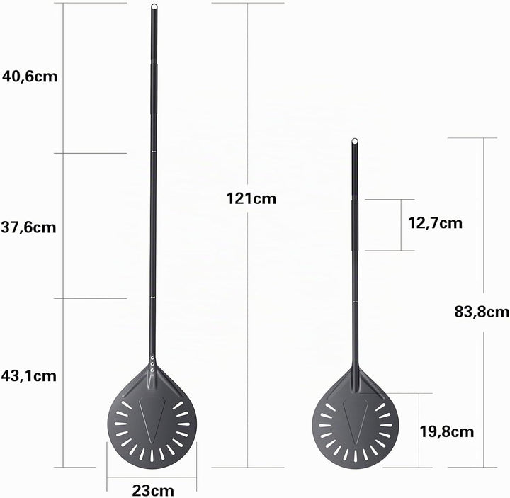 30cm &amp; 23cm Pizzaschaufel, 30cm Pizzaschaufel aus hart eloxiertem Aluminium mit Griff Guter Griff Ei