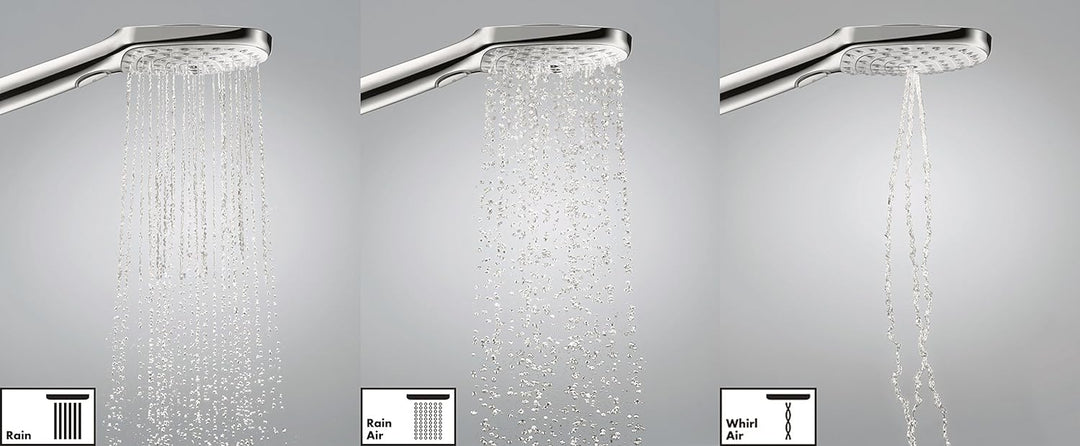 hansgrohe Raindance Select E 120 wassersparendes Duschset 0,90m, 3 Strahlarten, Weiss/Chrom 3 Strahl