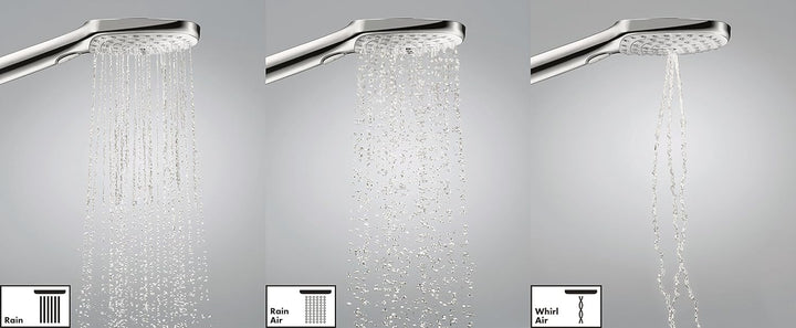 hansgrohe Raindance Select E 120 wassersparendes Duschset 0,90m, 3 Strahlarten, Weiss/Chrom 3 Strahl