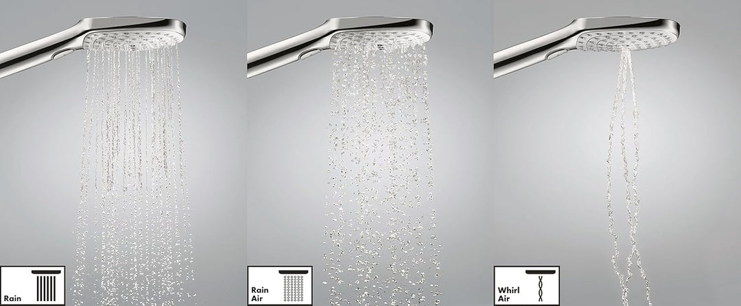 hansgrohe Raindance Select E 120 wassersparendes Duschset 0,90m, 3 Strahlarten, mit Seifenablage, Ch