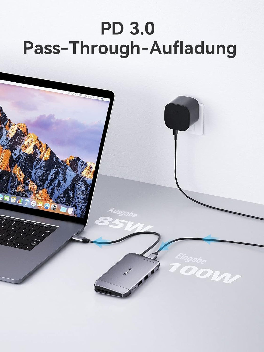 Docking Station USB C Hub, 9in1 Docking Station mit 4K HDMI und VGA Video Port. USB C Hub hat 1000Mb