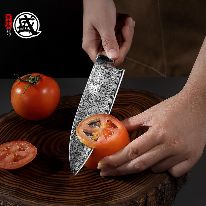 MITSUMOTO SAKARI 22 cm Japanisches Gyuto-Kochmesser, Handgeschmiedetes Beste Küchenmesser, S301 Dama