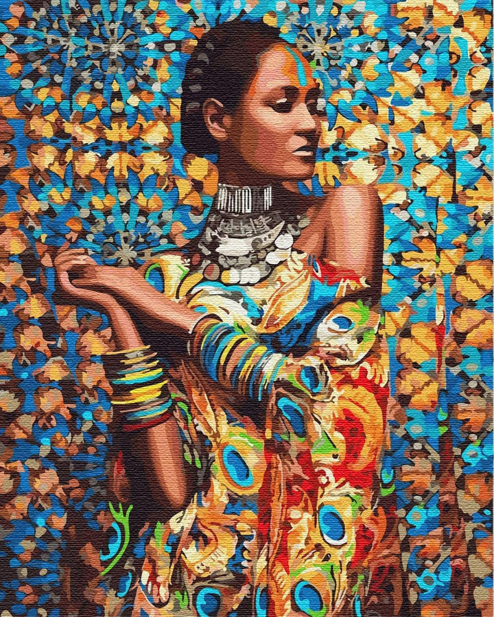 ARTNAPI Malen nach Zahlen Erwachsene mit Rahmen | DIY Handgemalt | Frau in farbigem Kleid | Kit für