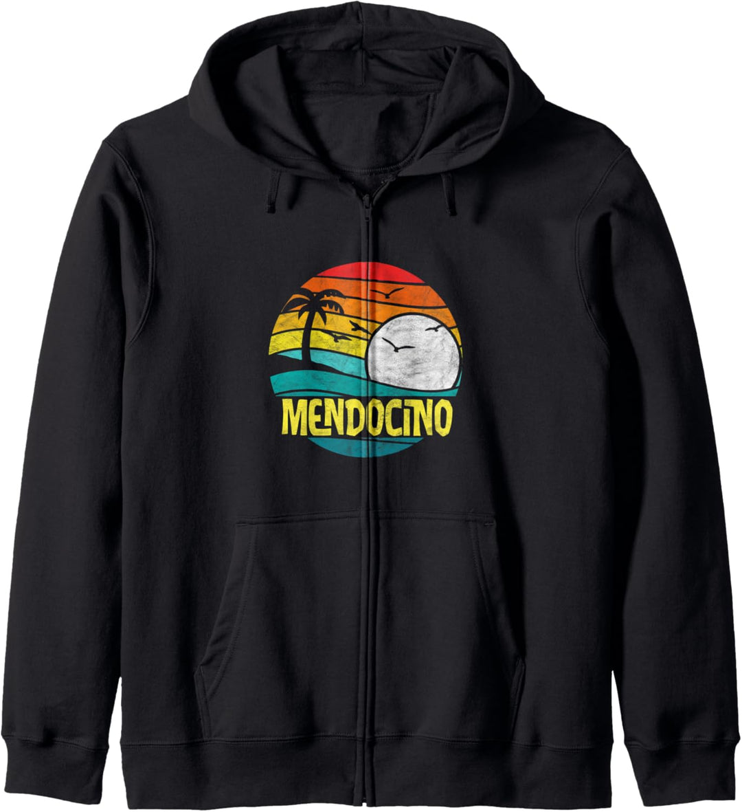 Retro Mendocino Sun & Surf 80s Graphic Kapuzenjacke