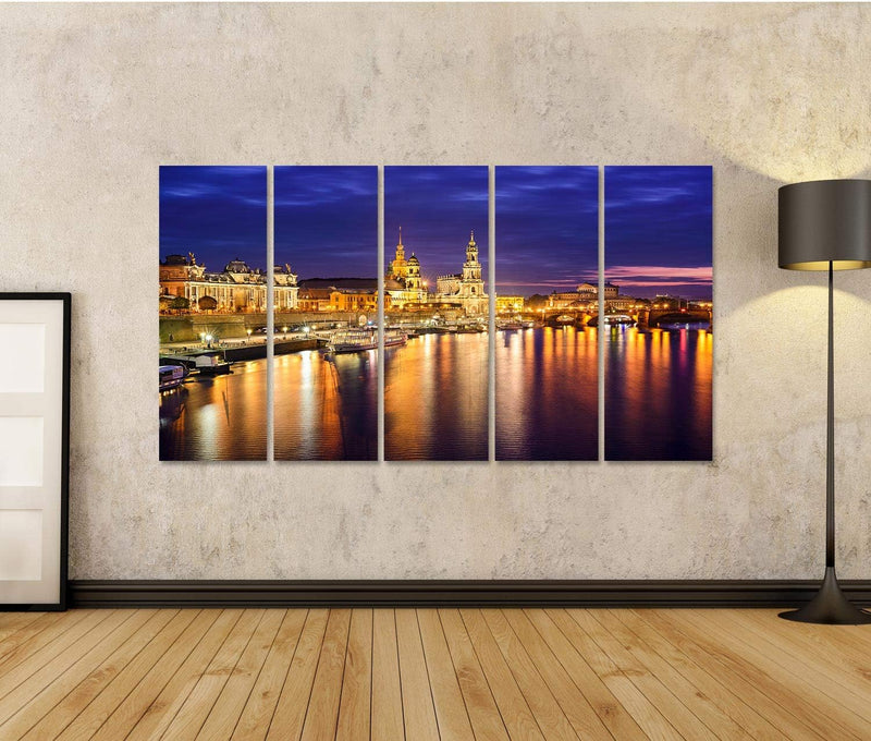 Bild Bilder auf Leinwand Dresden Deutschland innerstädtische Skyline an der Elbe Wandbild Poster Lei