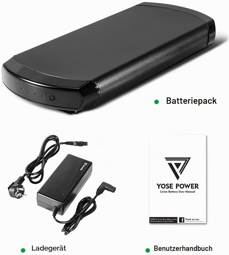 YOSE POWER Ebike Akku 36V 13Ah XH370-13J Batterie für 36V 250W / 350W /500W / 700W Motor E-Bike Elek