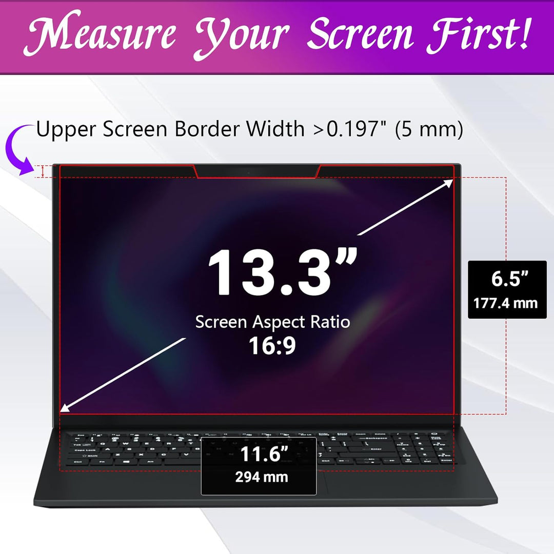 PYS Magnetischer Laptop Sichtschutz 13,3 Zoll (16:9 Aspekt) - Anti-Glare Blaulichtfilter, abnehmbare