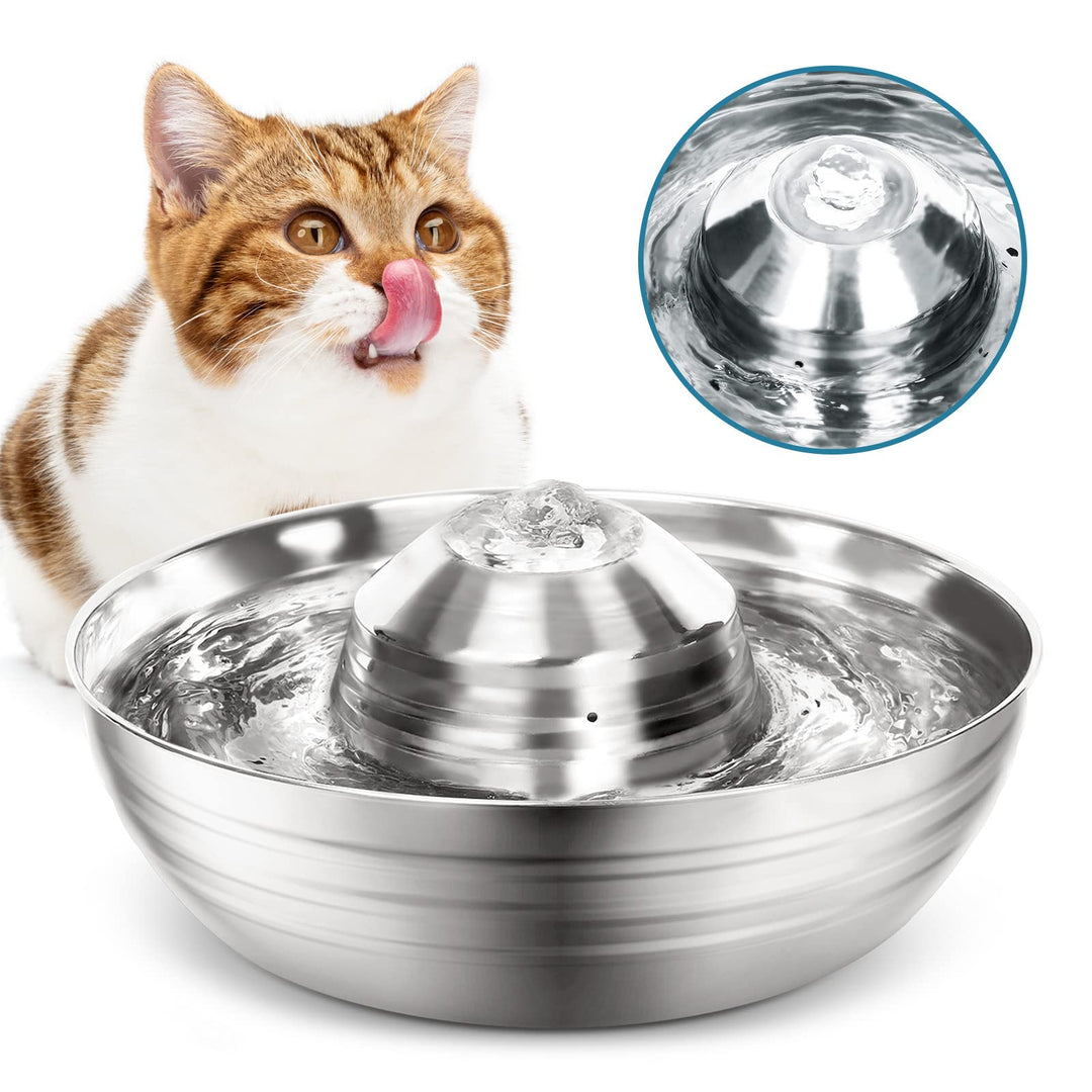 Diealles Shine Katzenbrunnen Edelstahl, 2L Ultra-Leise Katzen Trinkbrunnen, Spülmaschinenfest Wasser