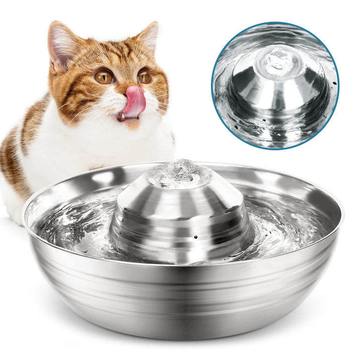 Diealles Shine Katzenbrunnen Edelstahl, 2L Ultra-Leise Katzen Trinkbrunnen, Spülmaschinenfest Wasser