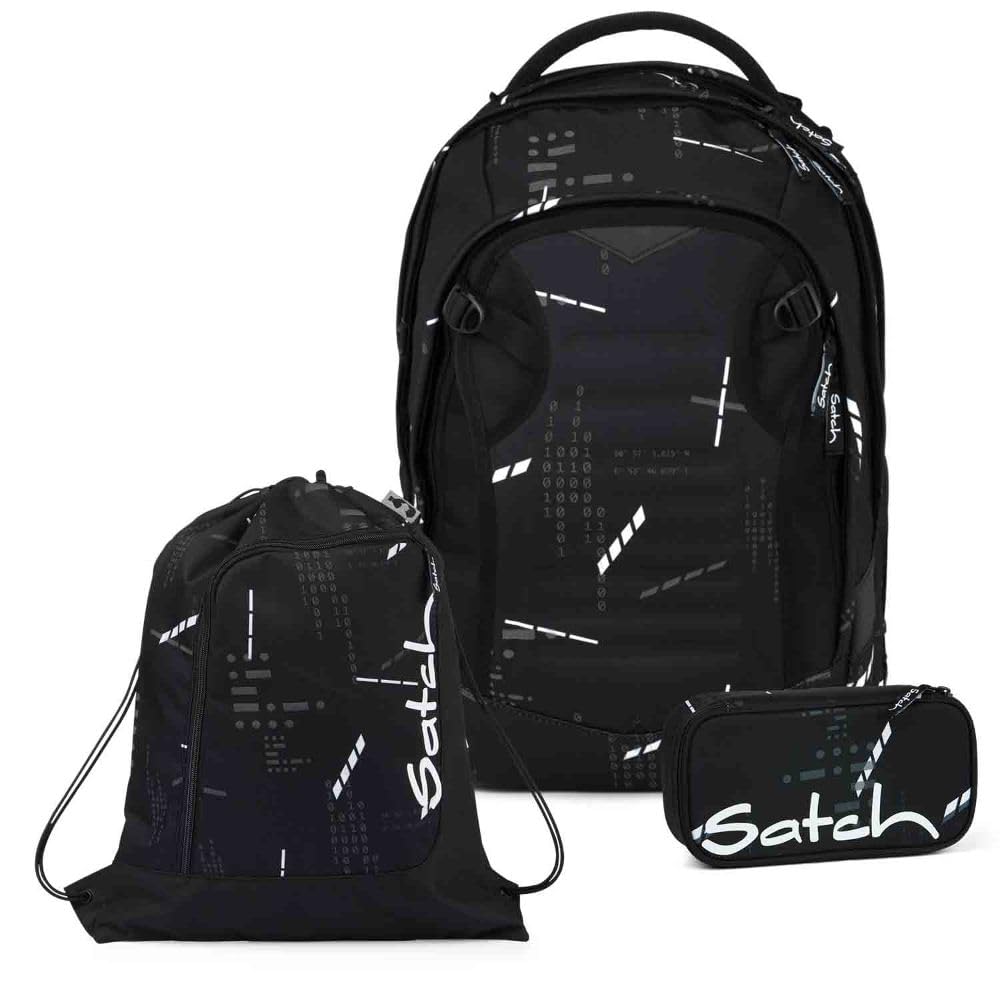 Satch Match Plus Schulrucksack Set 3tlg. inkl. Schlamperbox und Sportbeutel (Ninja Matrix), Ninja Ma