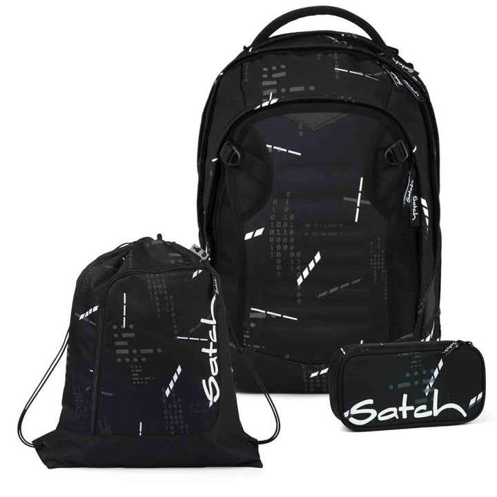 Satch Match Plus Schulrucksack Set 3tlg. inkl. Schlamperbox und Sportbeutel (Ninja Matrix), Ninja Ma