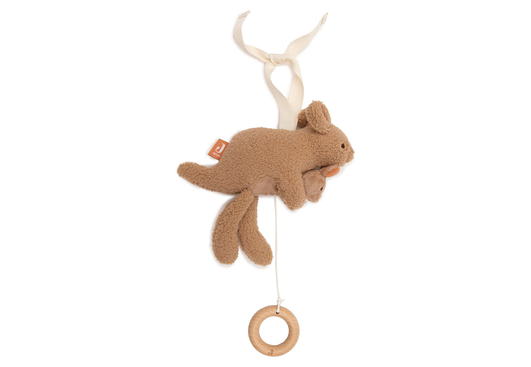 Jollein Spieluhr Baby – Kangaroots – Baby Spieluhr mit Musik – Weiche Spieluhr mit Känguru &amp; Baby –