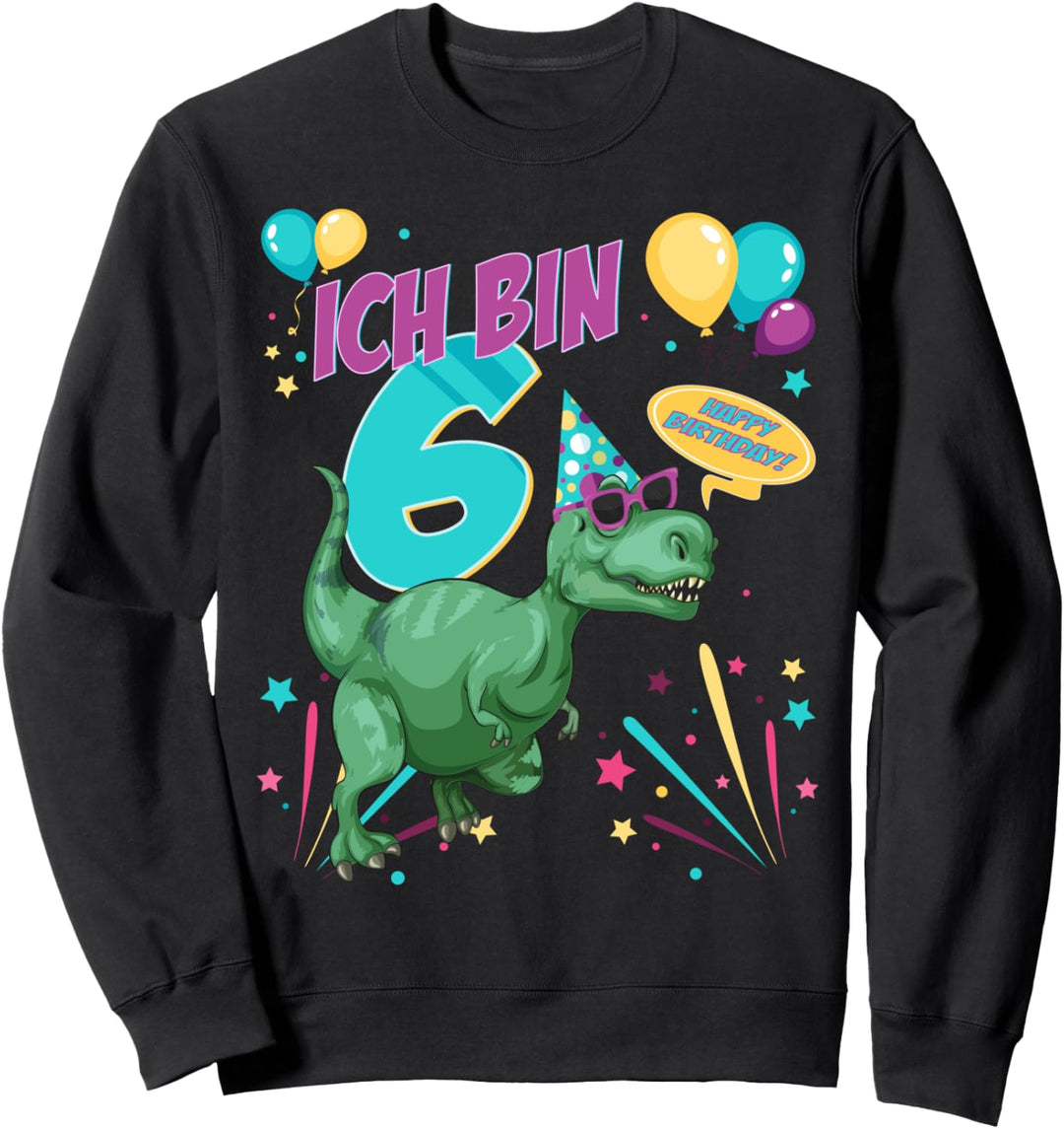Kinder Geburtstag 6 Jahre (sechs) Junge Dinosaurier Dino Sweatshirt